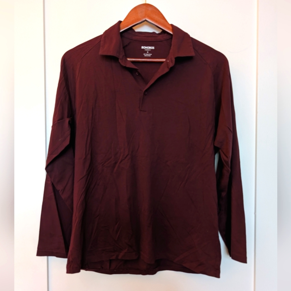 Bonobos Long Sleeve Knit Shirt, Maroon